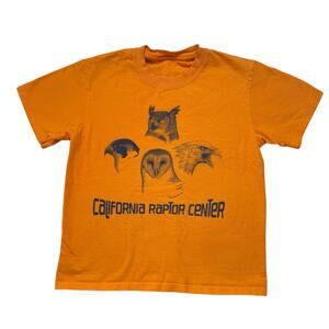 California Raptor Center Orange Short Sleeve Kids Tee Size Small Medium UC Davis